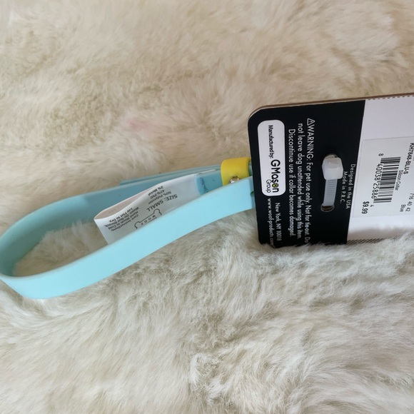 🐶New with tag STYLISH BABY BLUE with YELLOW SILICONE DOG COLLAR SZ SMALL 10-14” - Picture 4 of 4